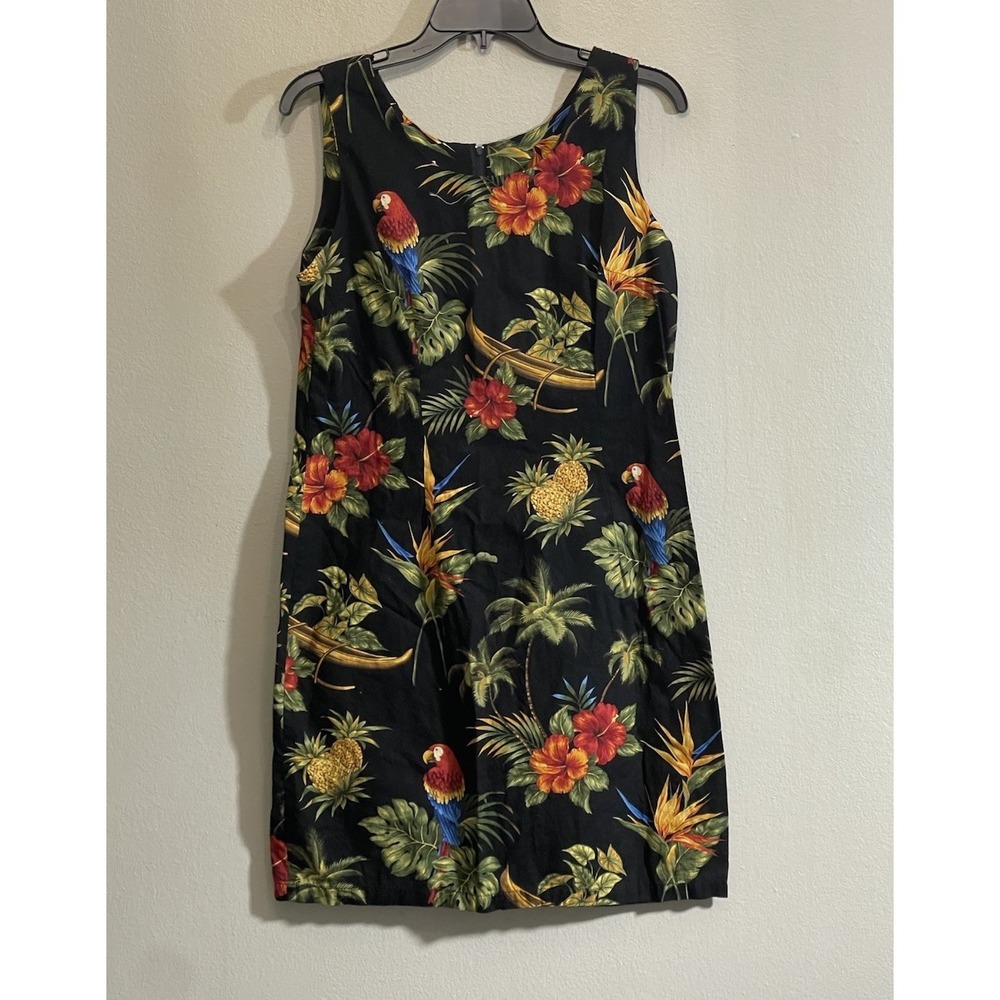 VTG Aloha Dress Small Parrot Tropical Resort Vacation Luau Beach USA